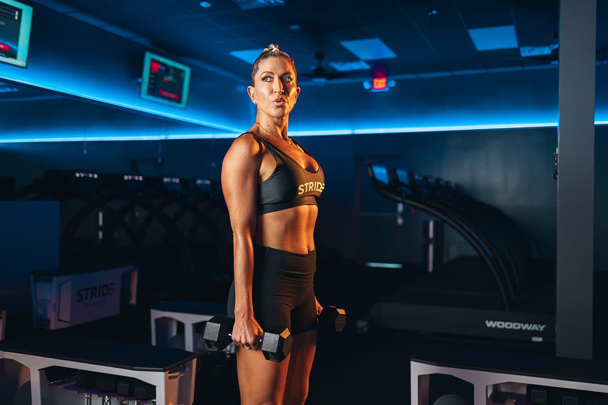 Woman exercising at STRIDE