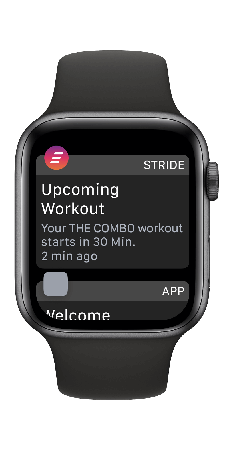 Apple watch displaying upcoming workout